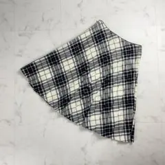 23区 プリーツフレアスカート ミモレ丈 チェック ブラック サイズ36