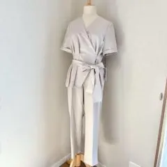 新品タグ付 ルイルエブティック セットアップ パンツ ペプラム グレージュLL