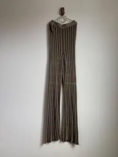 ストライプリブ編みフレアパンツ