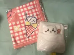 【新品未使用】ちいかわ おふとんリールパスケース・クレープくじハンカチ セット★