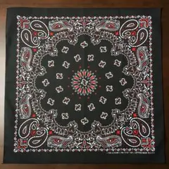 ハバハンクHAVAHANK米国製USバンダナ【ブラックレッド】MADEINUSA