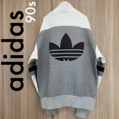 adidas 90s トレフォイル　ハーフジップスウェット デカロゴ　人気