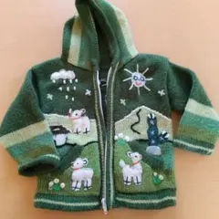 1点物 セーター ジップアップ 冬物 緑 グリーン 可愛い