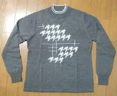 【新品】手洗い可能 ハウンドトゥース柄 グレー 長袖ニット