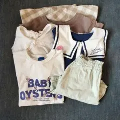 【女の子・服5点セット】半袖Tシャツ3枚、キュロット1枚、半袖ワンピース1枚