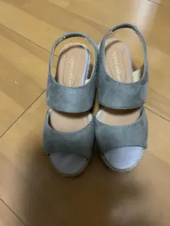 グレー スエード風 ウェッジサンダル LL