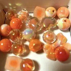 オレンジ系ガラスビーズセット