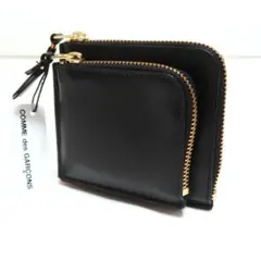 新品 コムデギャルソン ウォレット アウトサイド ポケット 黒 L字 財布