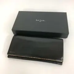 ポールスミス ストライプポイント 二つ折り 長財布 レザー ブラック 箱付き