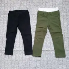 黒レギンス　カーキ色ズボン　2点セット 100cm