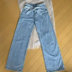 ワイドデニムパンツ　ライトブルー