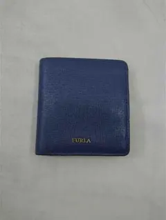 ■フルラ FURLA 二つ折り財布 サフィアーノレザー ブルー系 レディース