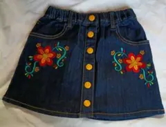BABYDOL 刺繍デニムスカート　130cm　刺繍が可愛い