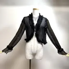 7347★M 黒 フリル シアー ボレロ トップス 社交ダンスのサムネイル