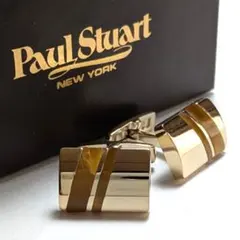 psc148 新品 ポールスチュアート カフス ゴールド×タイガーアイ 天然石