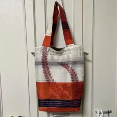 ハンドメイド　巾着トート　和風　粋　夜具地　内ポケット　裏地あり