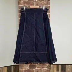 grove　グローブ　スカート　ネイビー　レディース　ロング　プリーツ　ステッチ
