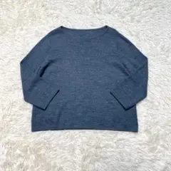 Leilian レリアン 七分袖 ニット セーター クルーネック 無地 グレー