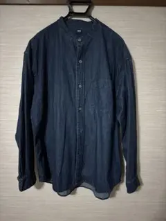 【UNIQLO 】 デニムシャツ バンドカラー ノーカラー L