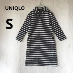 美品 UNIQLO S ボーダー 七分袖 チュニック カットソー ワンピース