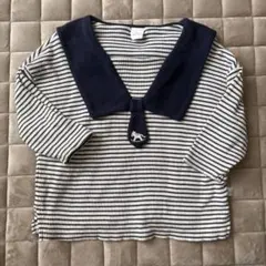 cottoli 長袖ボーダートップス　カラー　80サイズ