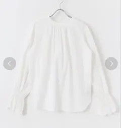 【美品】サニーレーベル　2WAY袖スカラップスタンドカラーブラウス