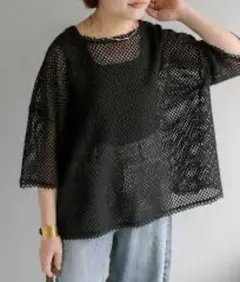 pual ce cin ピュアルセシン ハーフスリーブメッシュプルオーバーのサムネイル