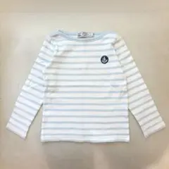 超美品☆プチバトー☆4ans104cm☆白×水色のマリニエールボーダーTシャツ