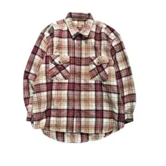 7BS2 ビッグ　チェック柄　長袖シャツ　厚手　ネルシャツ　古着used