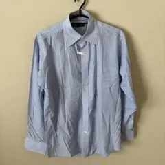 aquascutum ブルー　総柄　薄手　シャツ　M