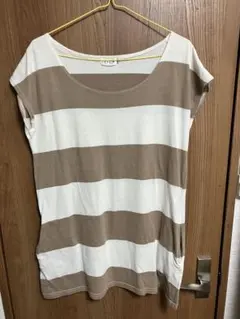 LEPSIM ノースリーブ Tシャツ L ベージュボーダー