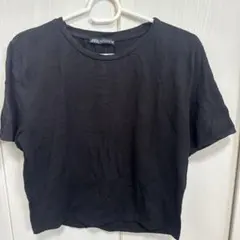 ZARA クルーネック 半袖Tシャツ ブラック Lサイズ