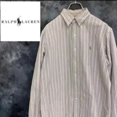 Ralph Lauren ボタンダウンシャツ 紫緑ストライプ