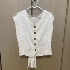 GRLグレイル　ホワイト ノースリーブ ボタン付きシャツ