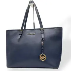 美品　MICHAEL KORS　トートバッグ　ネイビー　レザー　サフィアーノ