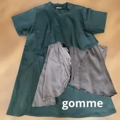 gomme ダークグリーン レイヤードTシャツ　Aライン　フリルのサムネイル