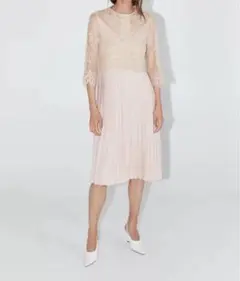 ZARA 総レース　プリーツスカートワンピース
