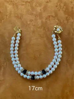 パール 二重ストランド ブレスレット 17cm