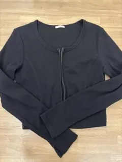 GU ジーユー リブダブルジップカーディガン M ブラック