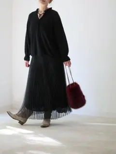 【再終お値引き¥5000に】ハグオーワー　グラスオーガンザプリーツスカートのサムネイル