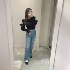 オリーブデオリーブ　フレアデニムパンツ　ブーツカット　ブルー　レディース　Sのサムネイル