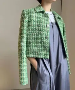 AMERI PLAYFUL TWEED JACKET 緑　ジャケットのサムネイル