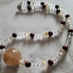 ルチルクオーツ、繋ぎが、水晶、レットタイガーアイ、ルチルクオーツのネックレス