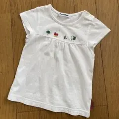 familiar 刺繍ホワイトTシャツ 80