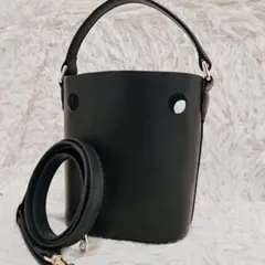 美品 manipuri マニプリ ハンドバッグ ショルダーバッグ バケツ 黒のサムネイル