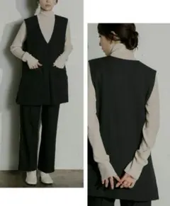 Vネックベスト ベスト ジレ オンオフ使える 体型カバー