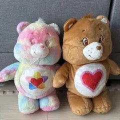 ケアベア　BIGぬいぐるみ　レインボー　ブラウン　2点