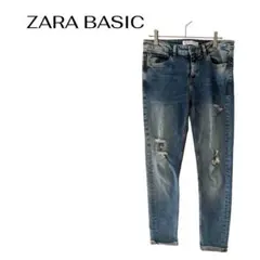 a2958 ザラベーシックダメージストレートデニムギャル美品美脚のサムネイル