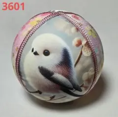 3601　手毬　シマエナガ　桜　花柄　ピンク　春　木目込みまり　置物