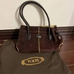 美品　TOD'S ブラウン スエード ハンドバッグ